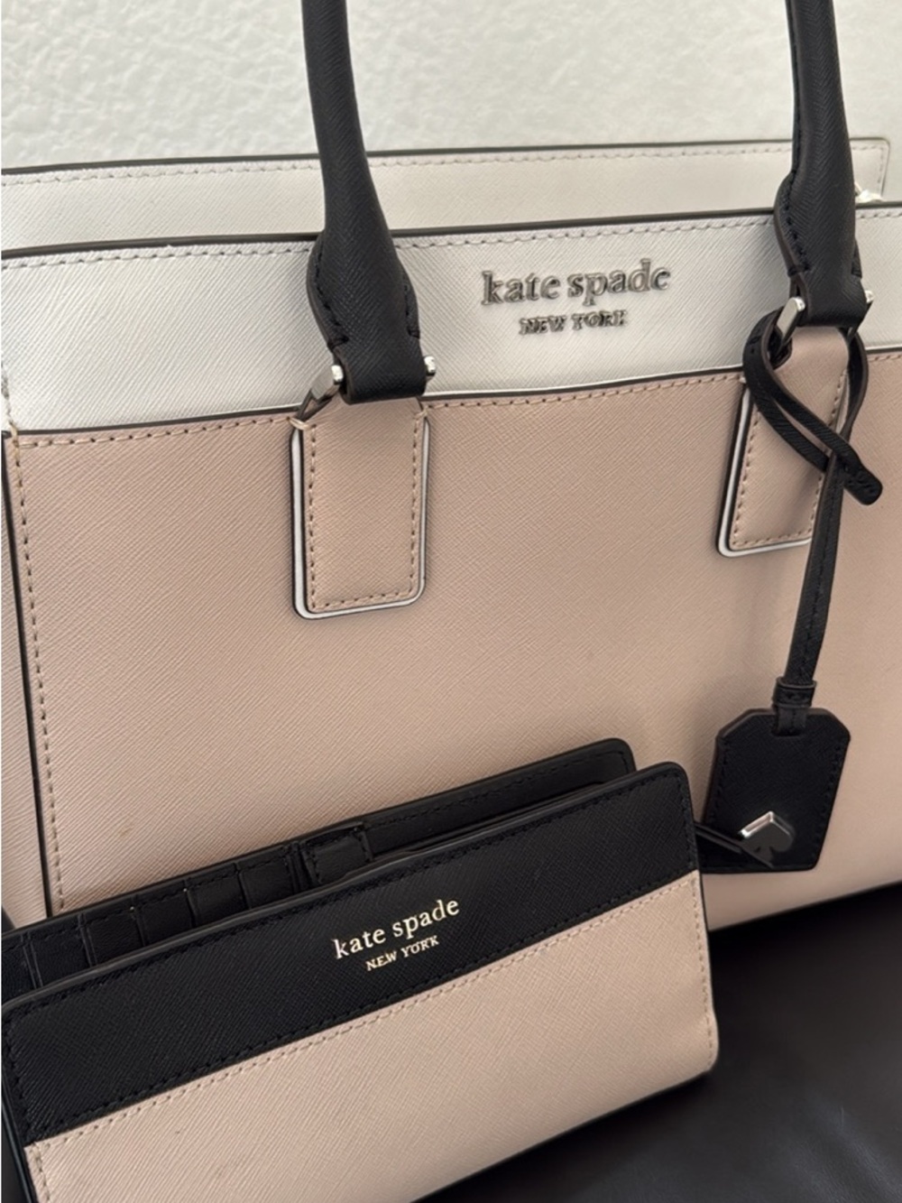kate spade Pink, White and Black Leather Satchel with Matching Wallet - Picture 3 of 7
